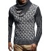 Men's Leather Button Turtleneck Knit Top Pullover