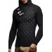 Men's Leather Button Turtleneck Knit Top Pullover