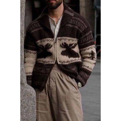 Men's Long-sleeved Loose Casual V-neck Sweater Jacket
