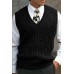 Men's Cable V-Neck Sweater Solid Color Casual Knit Vest