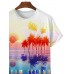 Men's Colorful Island Paradise Palm Tree Illustration Short Sleeve T-Shirt